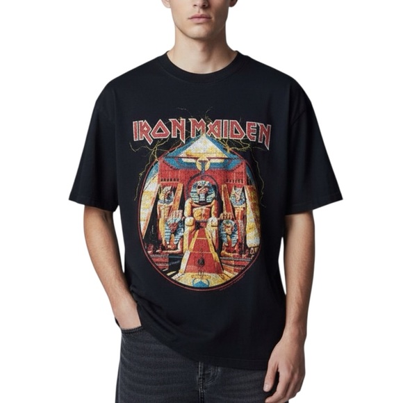 H&M Iron Maiden Black Multicolour Egyptian Graphic T-shirt Medium - Picture 1 of 9